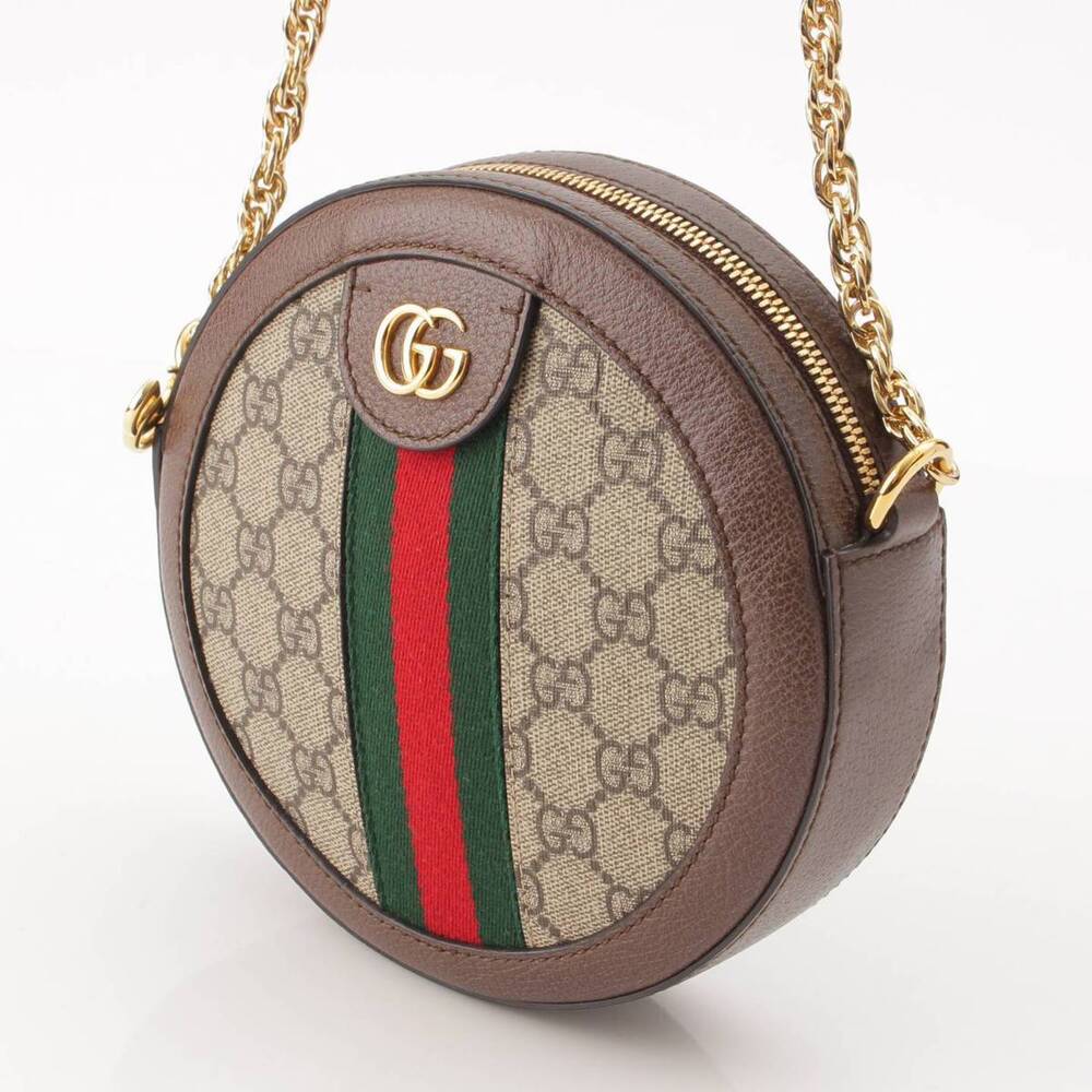 GucciGucci Ophidia GG Supreme Round Chain Shoulder Bag Brown - Picture 2 of 8